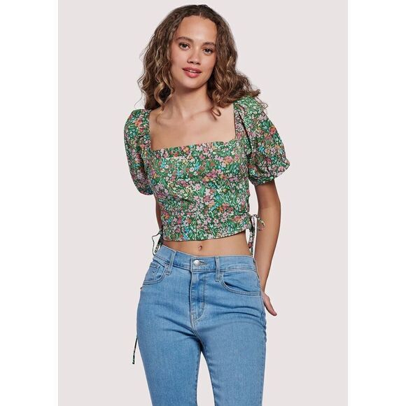 LOST & WONDER Big Sur Crop Top & mini Skirt Set  - GREEN FLORAL size S NWOT$159 - Picture 5 of 8